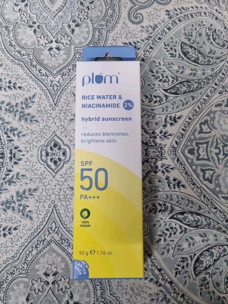 Plum Rice Water And Kia 2% Hybrid Sunscreen