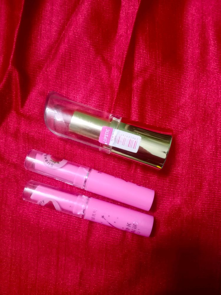 Red Hot Lipstick & Pink Magic Lip Gloss