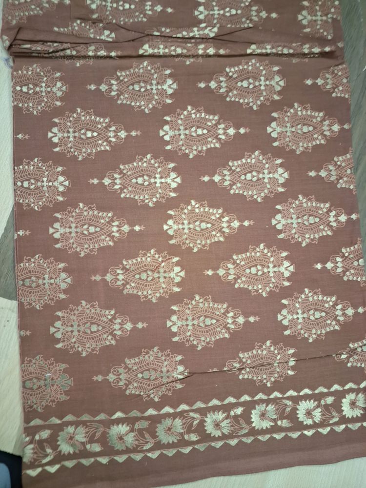 Cotton Kurti Material With Gold Prints