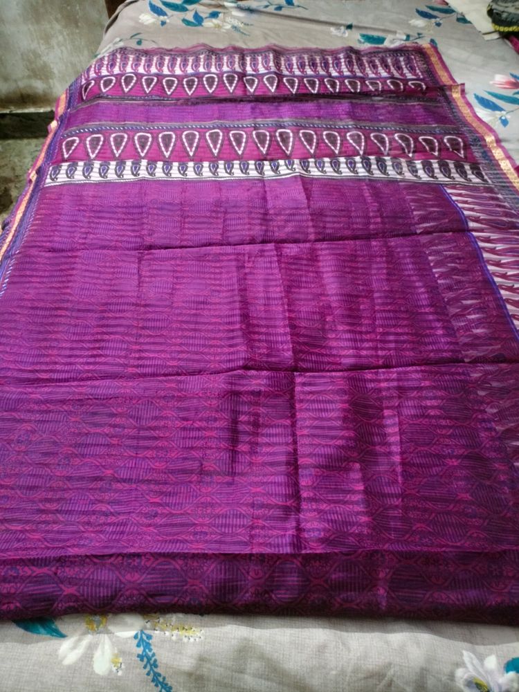 Purple Silk Saree With 36 Blouse.