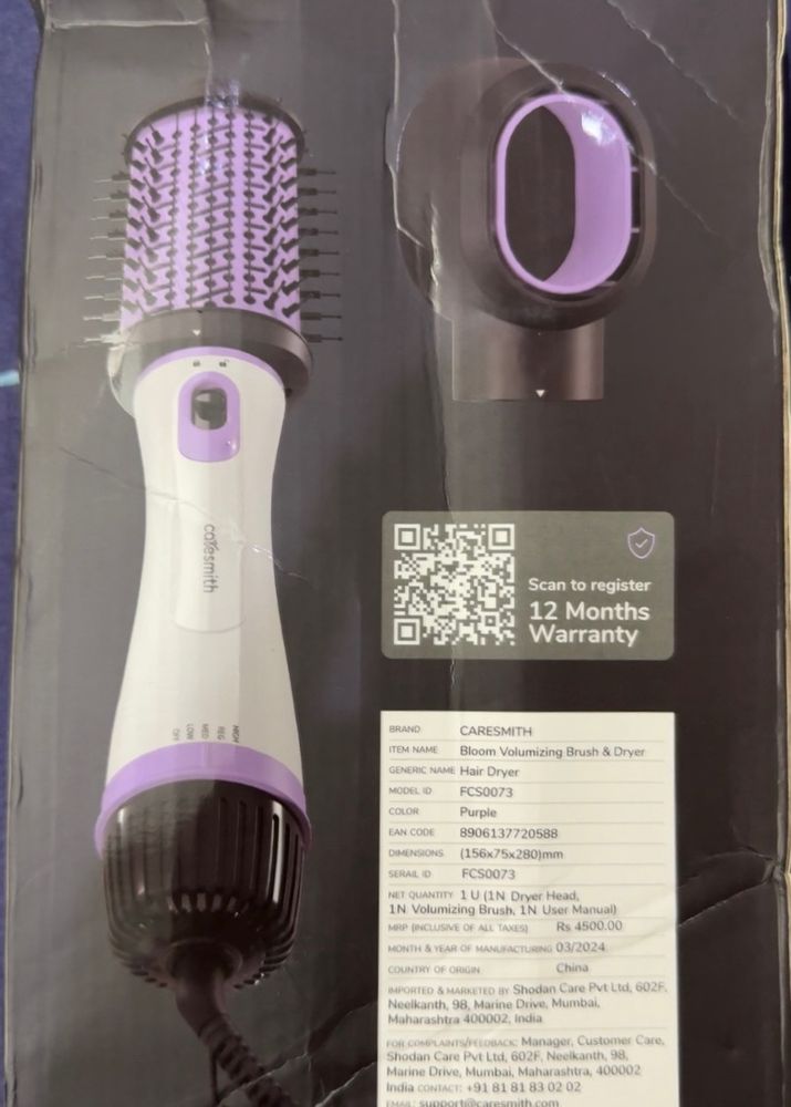 Caresmith Hair Volumiser Brush With Dryer & Glove