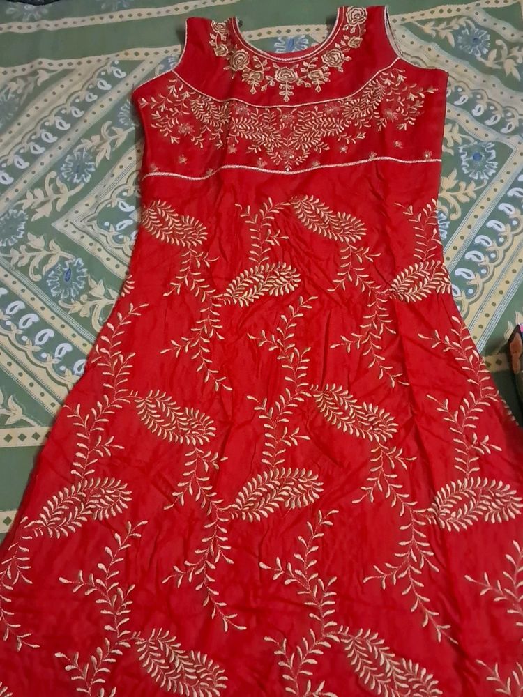 Beautiful FULL Embroidery RED KURTA NOT Used