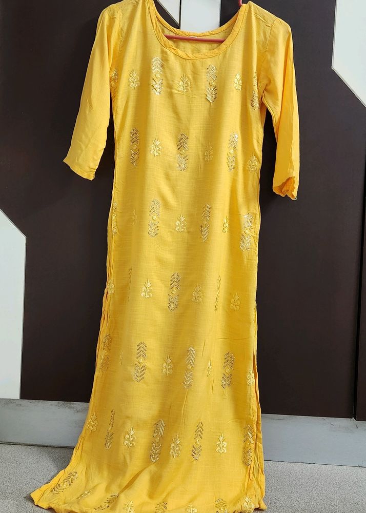 Yellow Straight Kurta.