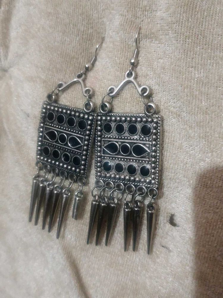 Oxidised Drop Earrings