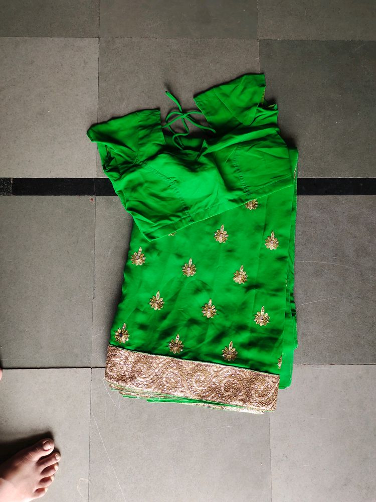 Parrot Green Saree