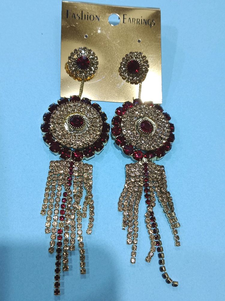 Red Rhinestone Earrings