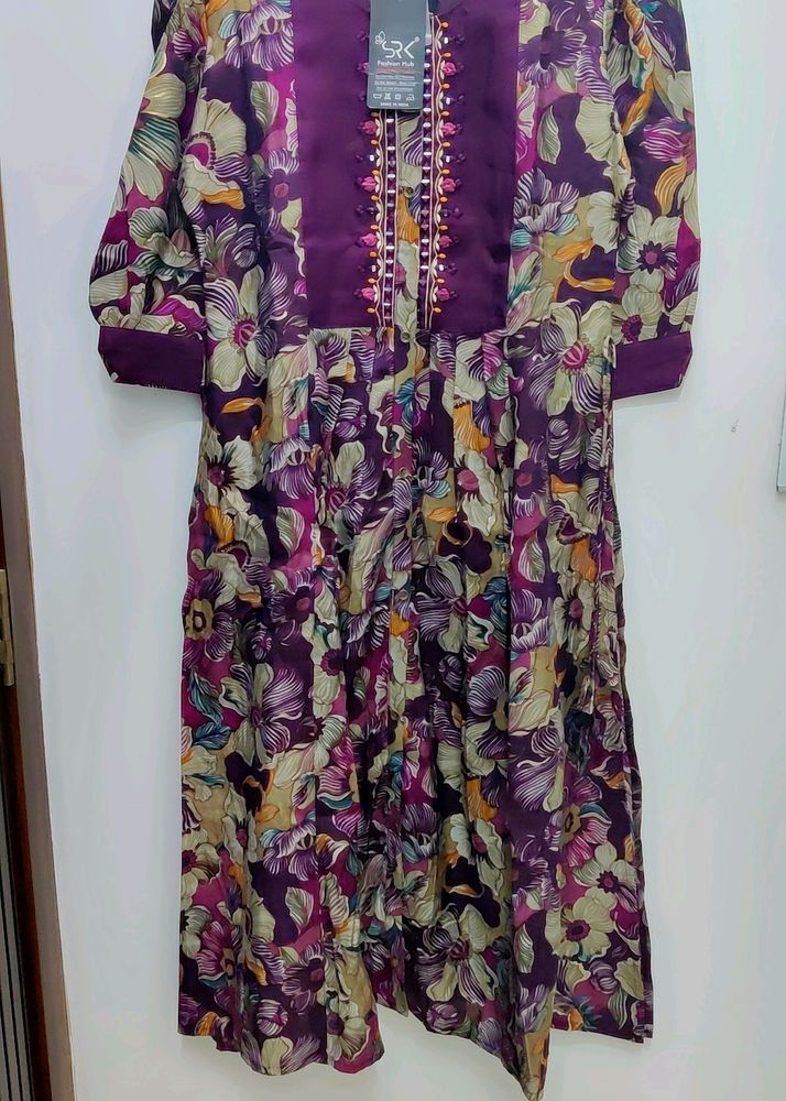 Rich Purple Floral Printed Sharara Suit