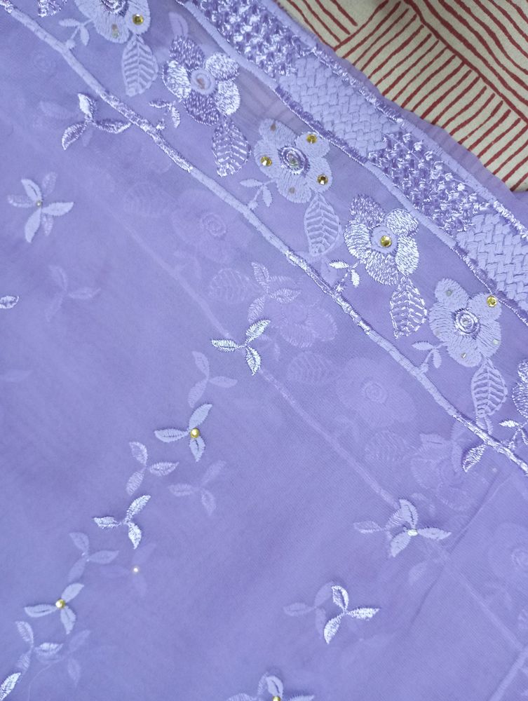 Thread Work Lavender Dupatta