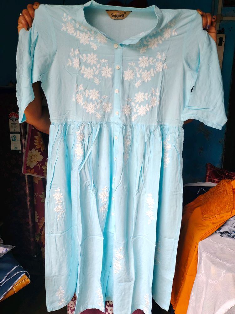 Embroidered Flared Kurti