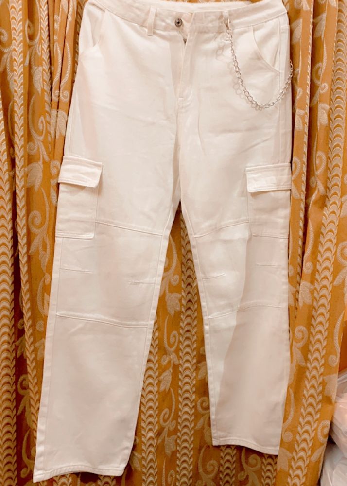 Shien White Cargo Jeans