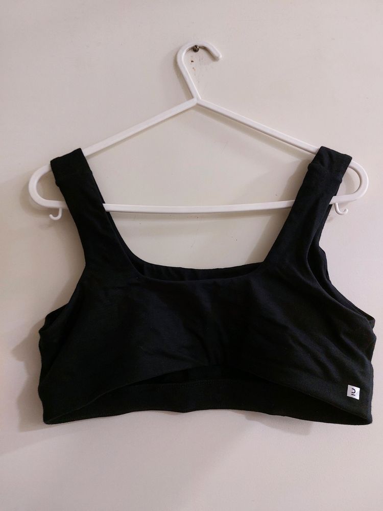 Black Cotton Sports Bra From Decathlon