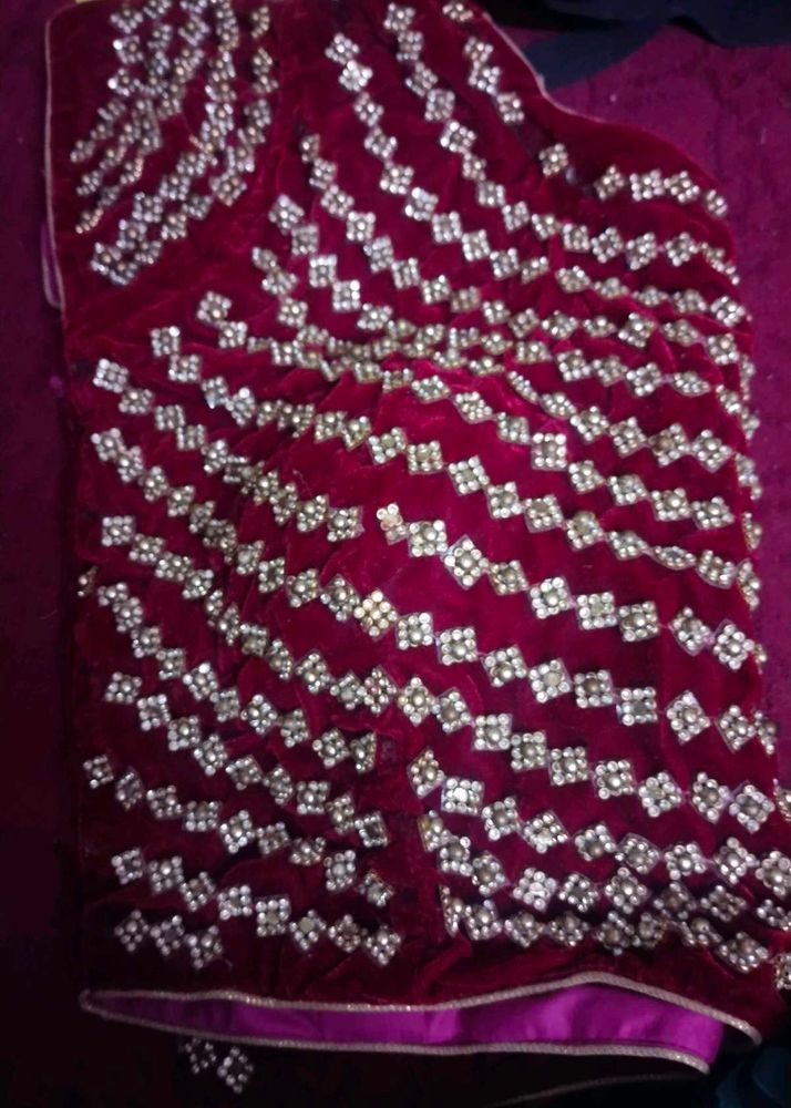 Velvet Maroon Party Wear Blouse