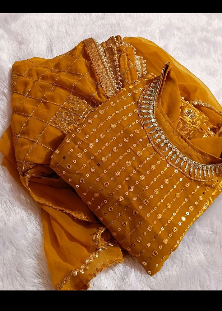 New Mustard Sharara Suit