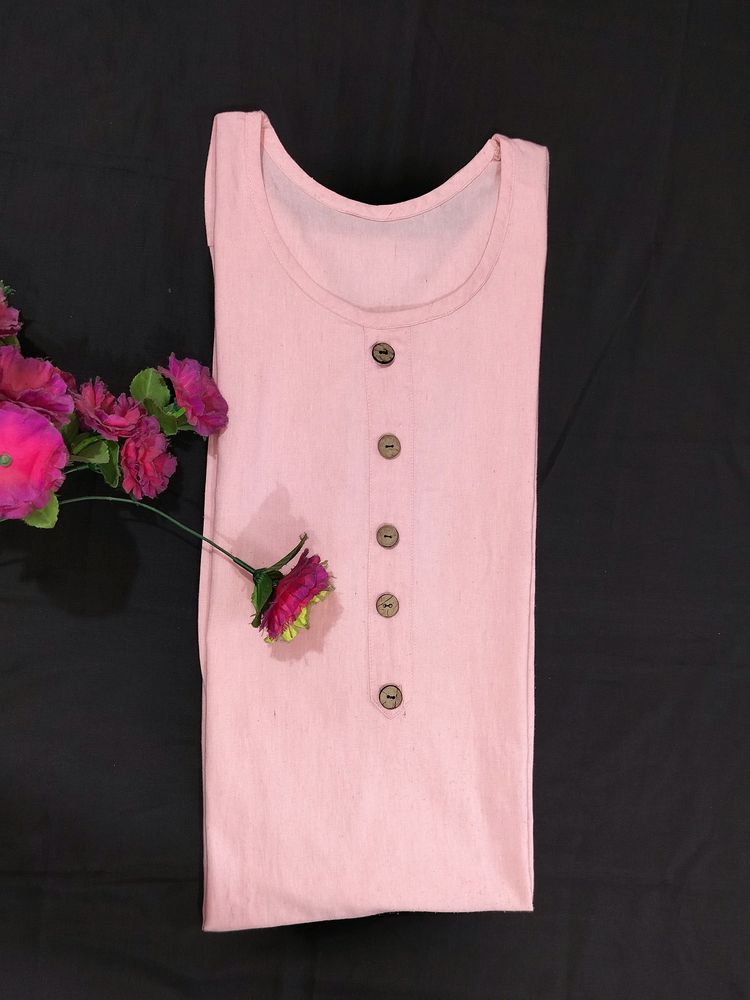 Pure Cotton Pink Kurti For Summers