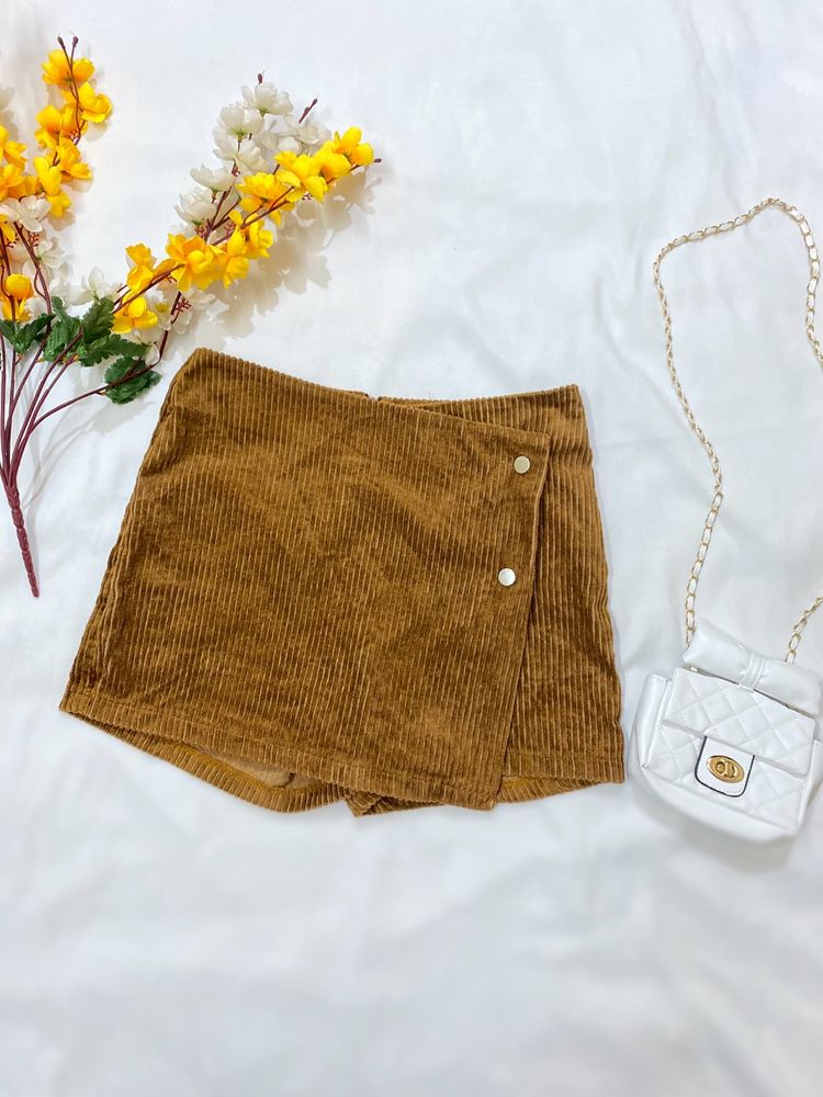 Classy Corduroy Brown Skort