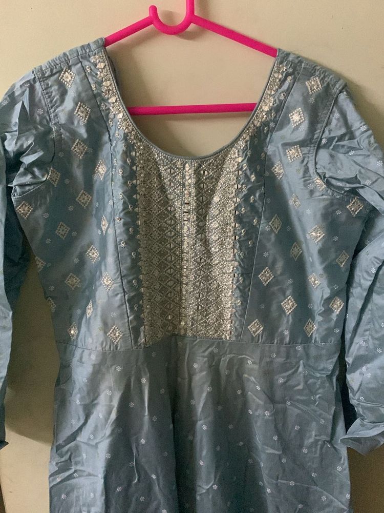 Beautiful Pastel Blue Anarkali Set.