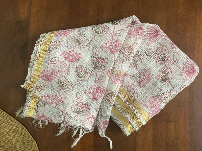 White Printed Dupatta