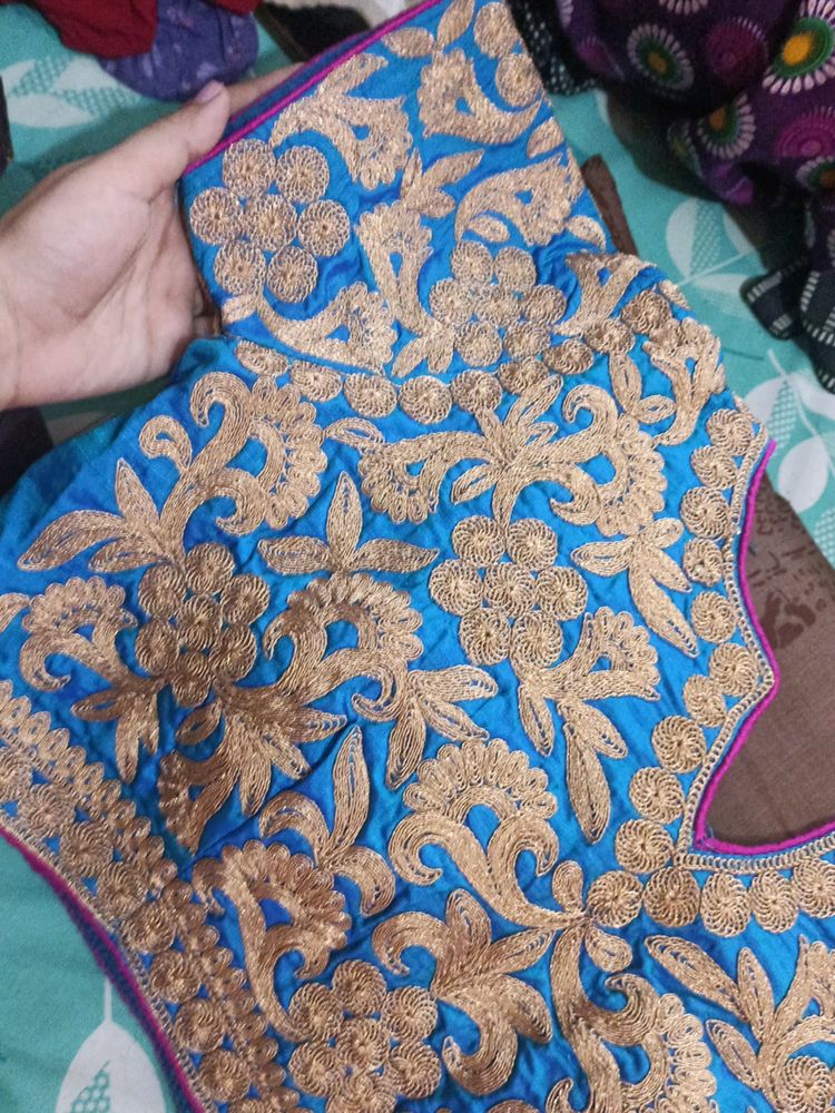 Blue & Golden Padded Blouse