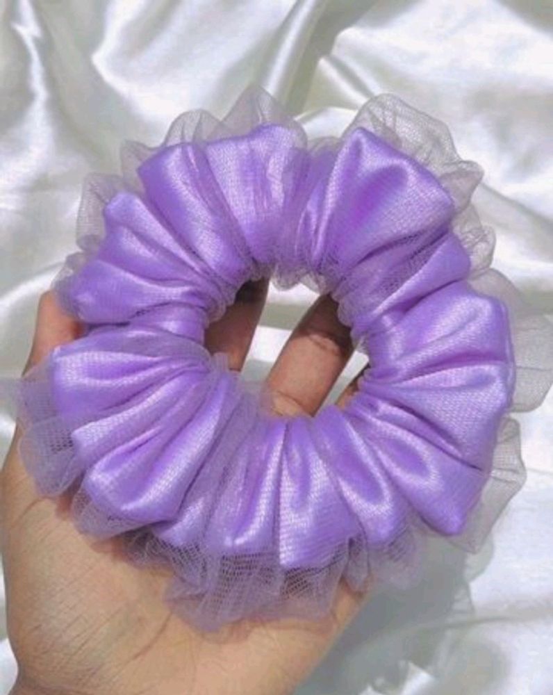 Satin And Net Bubble Scrunchie Double Layered