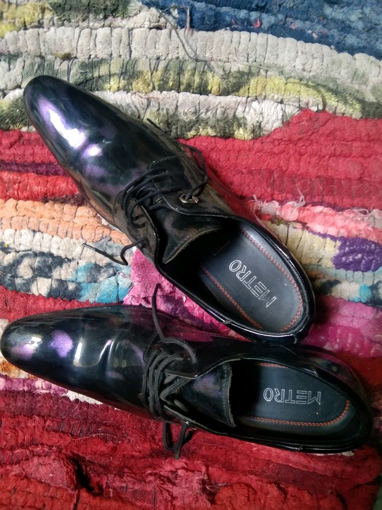 Metro Formal Shoes For Men | Black And Purple Mix