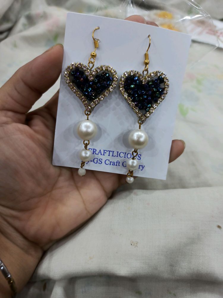 Handmade Heart Pearls Earrings