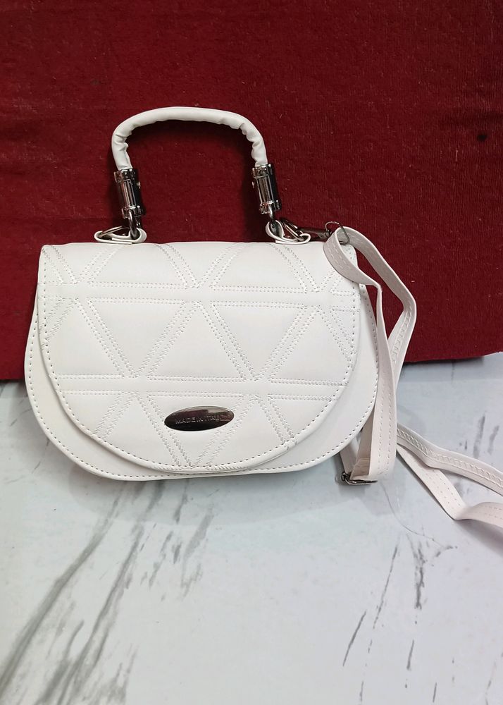 White Leather Bag Slingbag Handbag From Italy