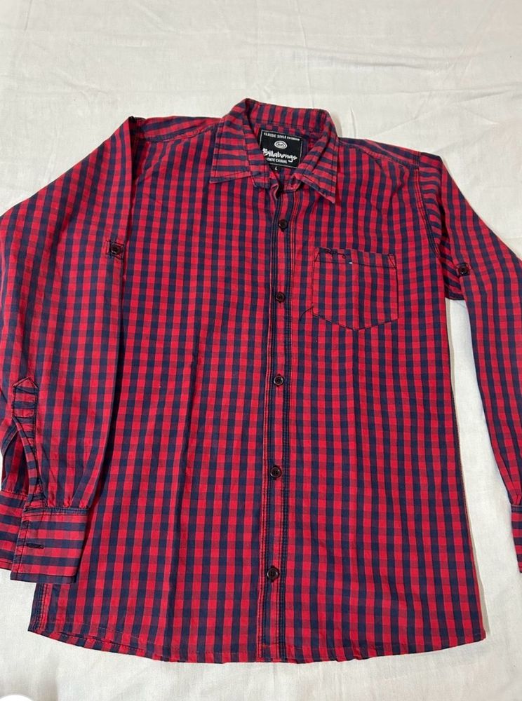 Blue And Red Checked Shirt For Men