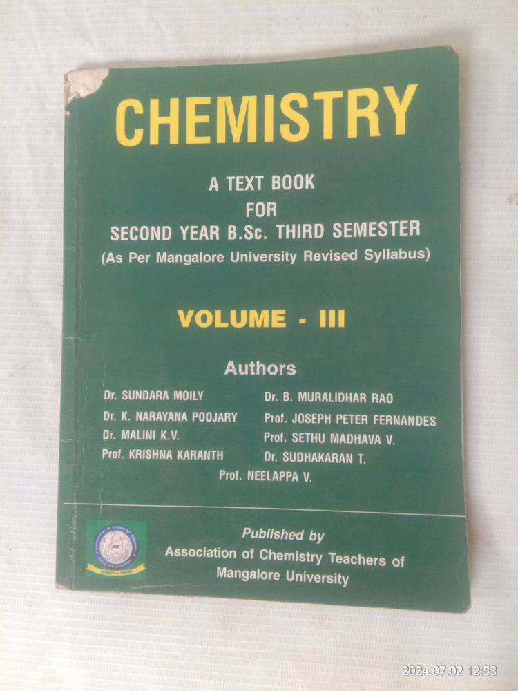 Second Year Bsc Chem Text Book