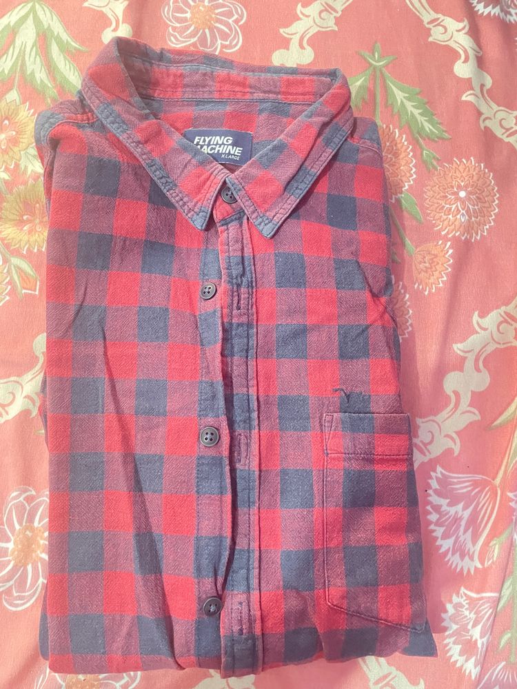 Red And Blue Checks Shirt  Size XL