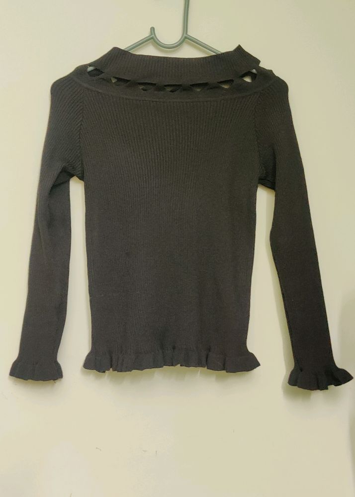 Long Sleeves Black Top Small Size