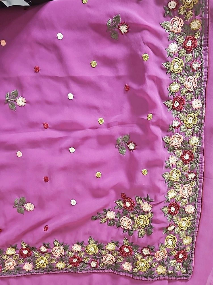 Georgette Saree With Embroidery