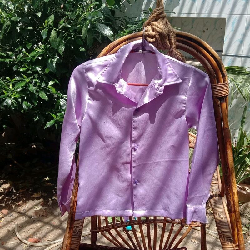 Beautiful Purple Satin Shirt For Women