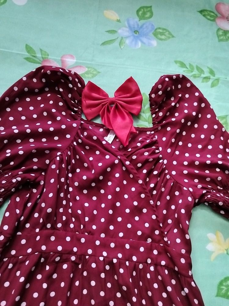 Red Bow + Polka Dot Dress Combo