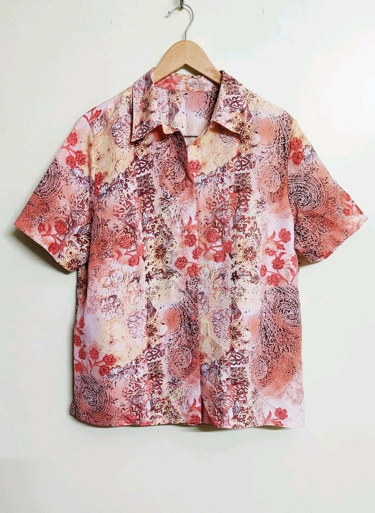 Light Brown Floral Shirt Size-44-46