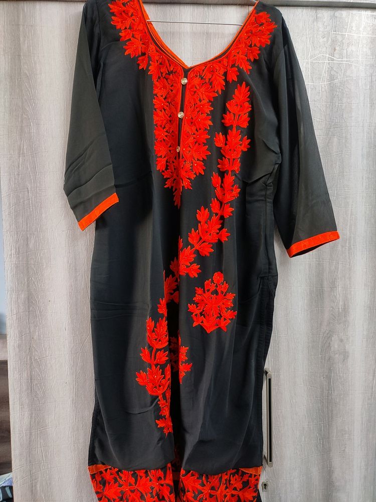 Orange Black🧡🖤 Combination Kurta Dupatta Set