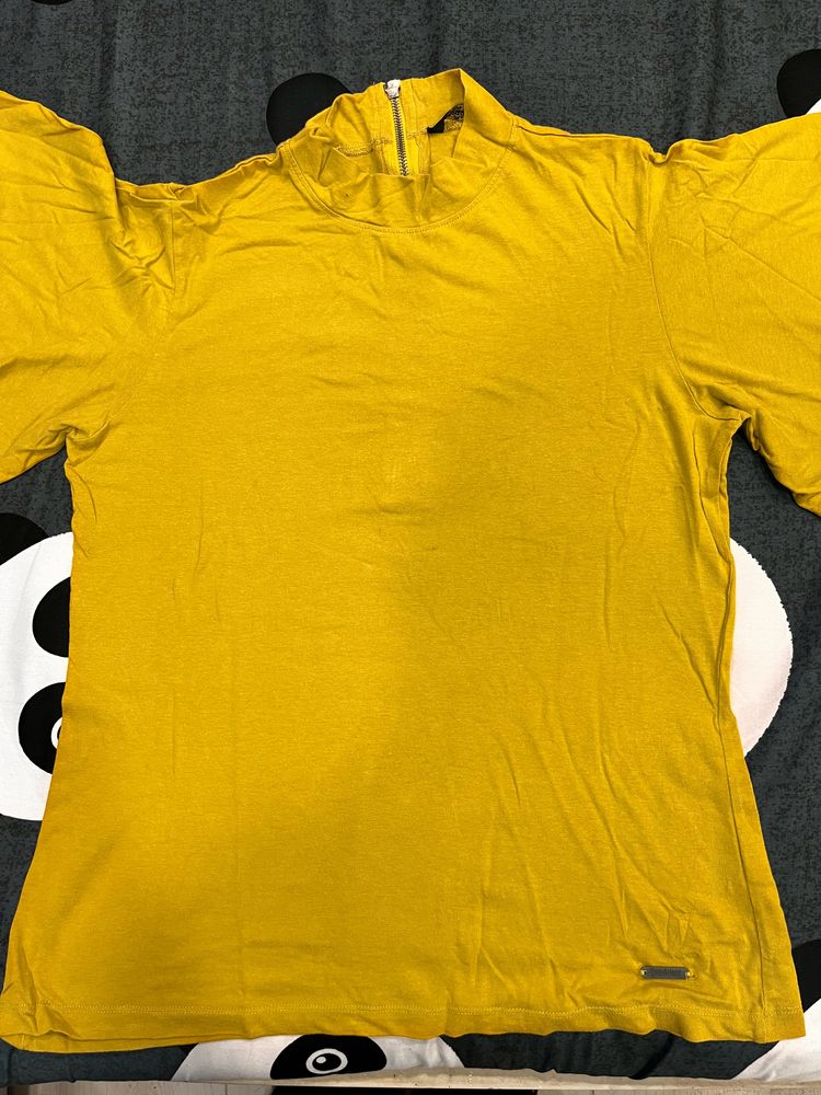 Women Yellow Solid Top