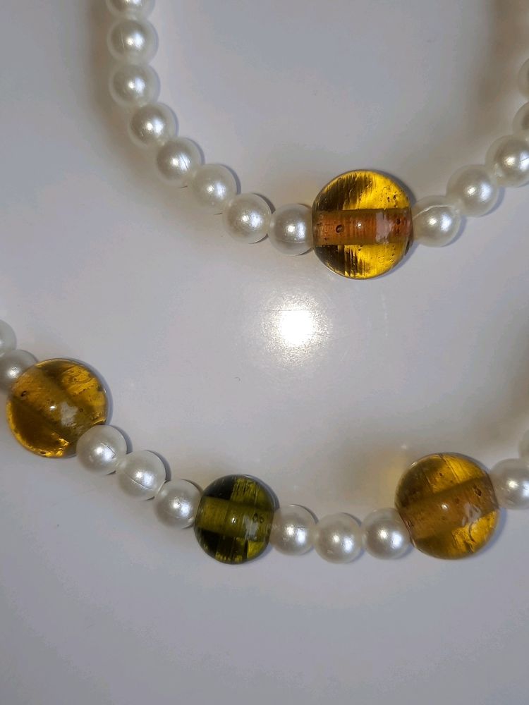 Combo Of Lemon Green Color Stones And Pearls Set