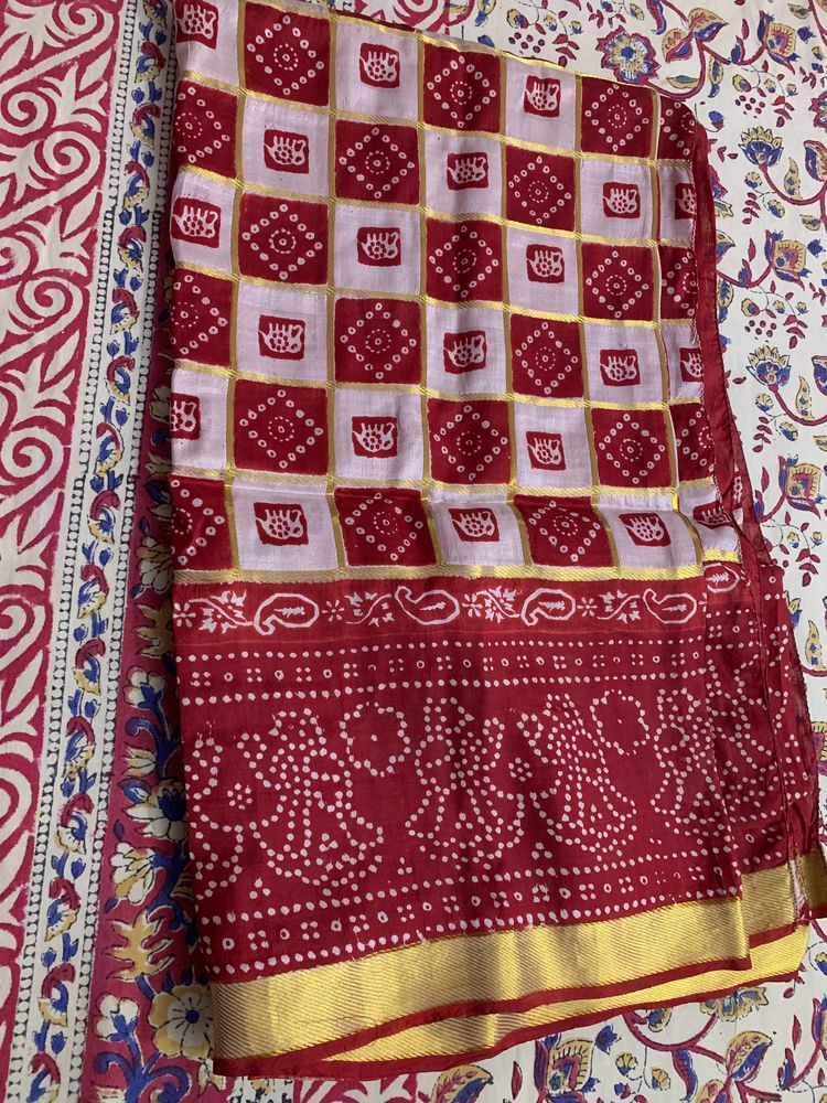 Beautiful Pure red Gharchola silk is for sale