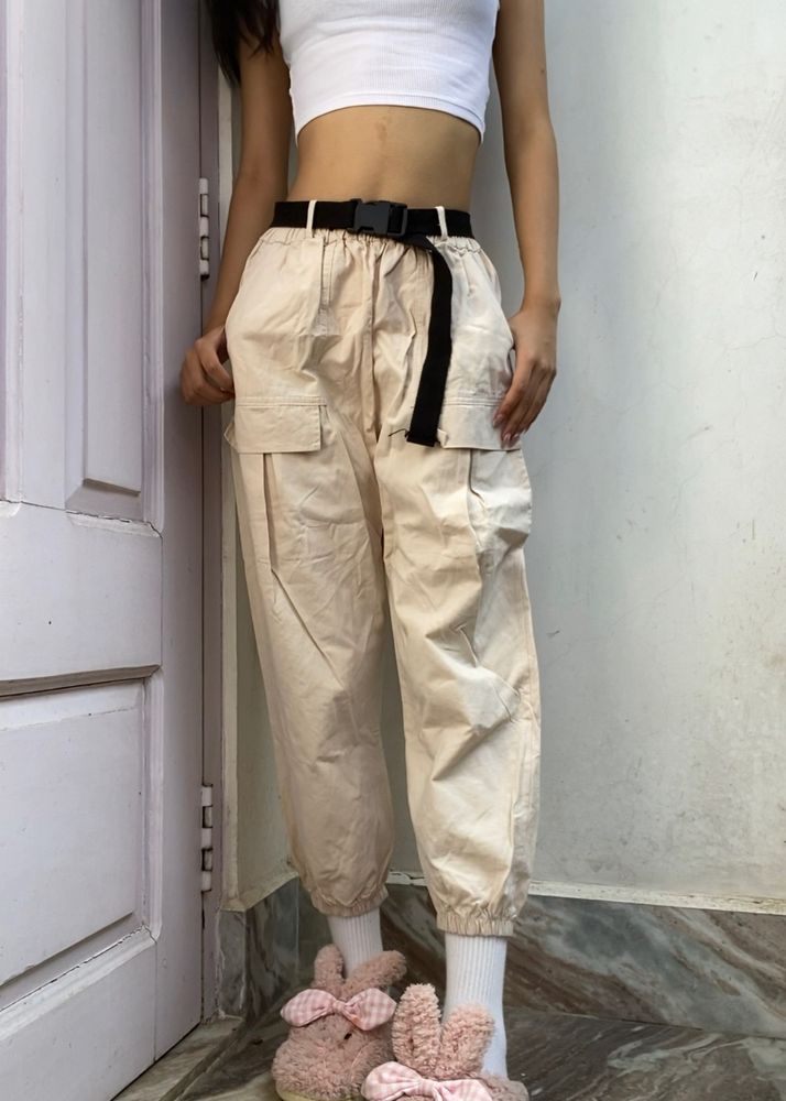 Beige Cargo Pants