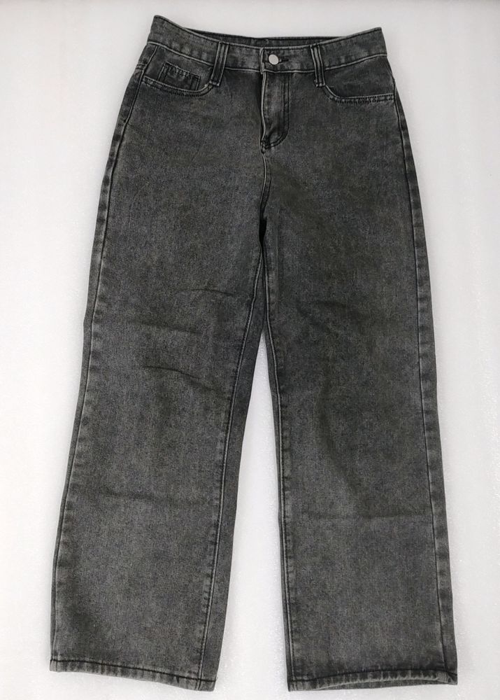 Charcoal Straight Denim Jeans