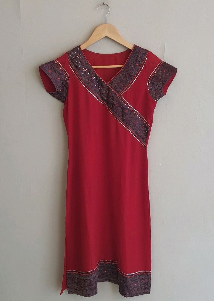 Red Kurti | Bust 32 | Length 39