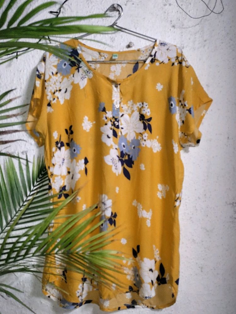 Mustard Floral Top