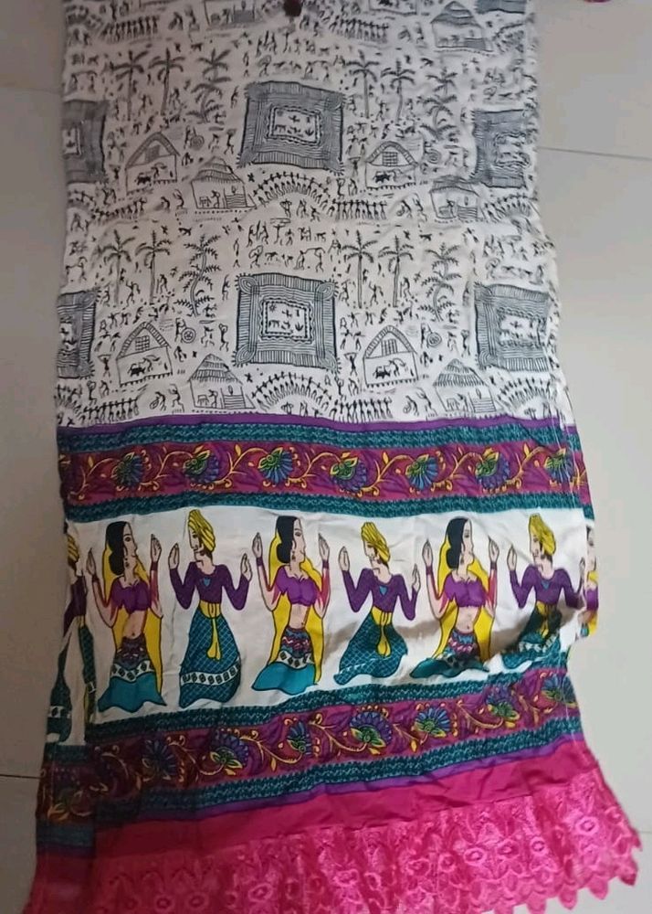 Kurta With Warli Art+ Indian Art Rayon