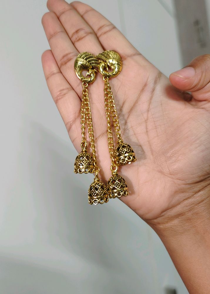 Oxidised Gold Coloured Jhumka