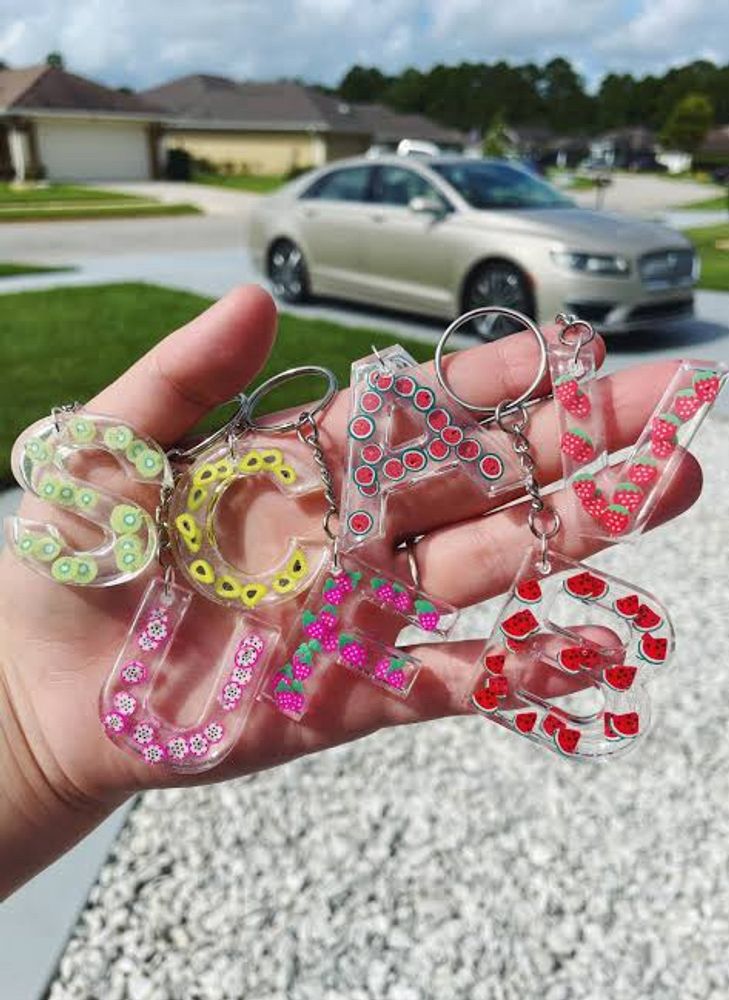 Customised Resin Fruit Bread Keychains, Earrings💟