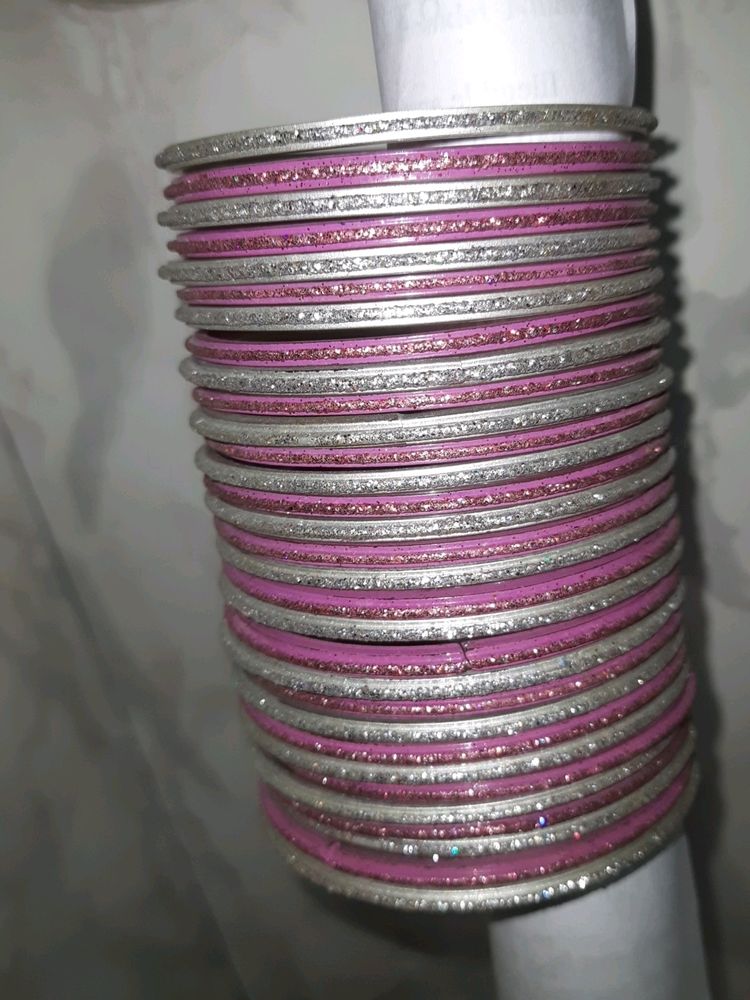 Silver and Purple Glitter Bangles