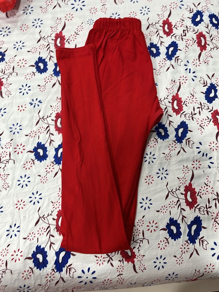 Red Colour Cotton Leggings