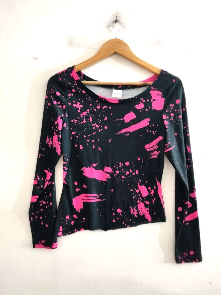 Urbanic Black Printed Top ( Women)