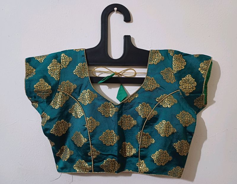 💥🆕️ Teal Green Colour Brocade Blouse