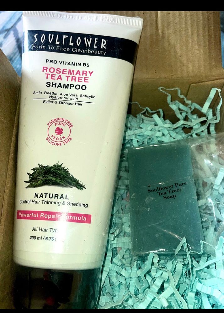 Sealed Soulflower rosemary tea tree shampoo